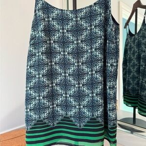 CAbi‎ Camisole Blue and Green Geometric Top Size M